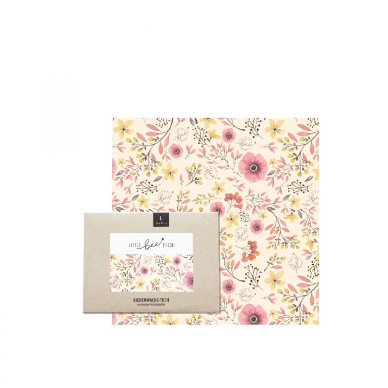 LITTLE BEE FRESH - Bio-Bienenwachstuch “L” (35 x 35 cm) – Rosa