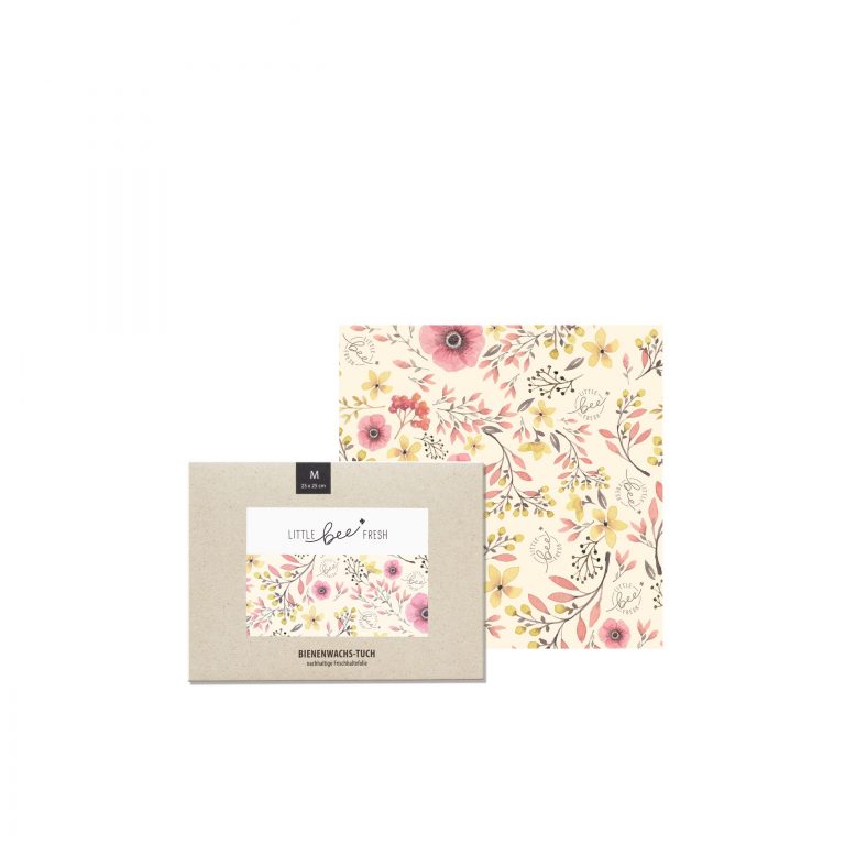 LITTLE BEE FRESH - Bio-Bienenwachstuch “M” (25 x 25 cm) – Rosa
